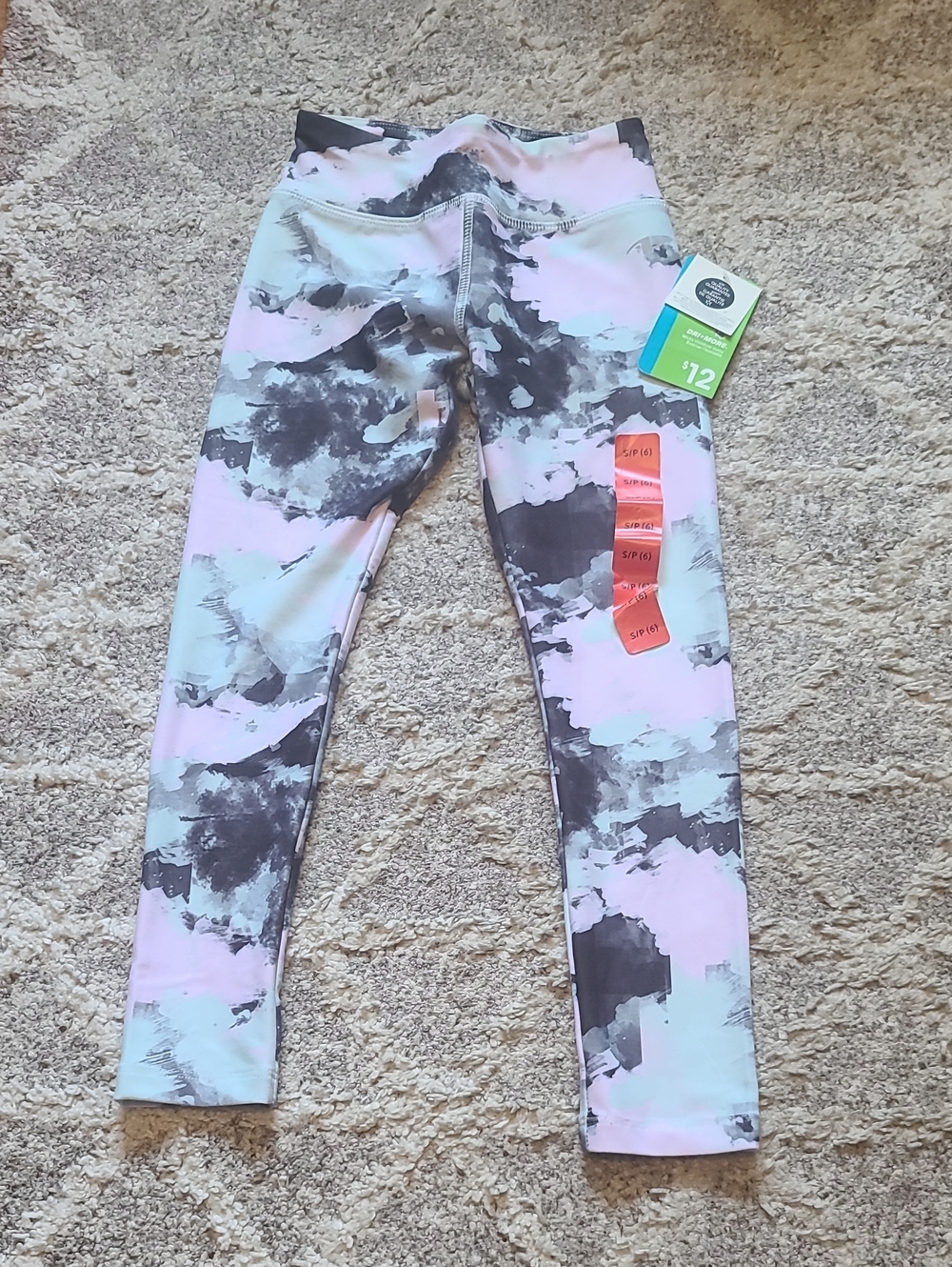 10 for $25 - Athletic Works Girls 6 Green, Pink & Gray Printed Active Legging
